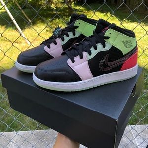 Air Jordan 1 Mid Glow in The Dark Sneakers